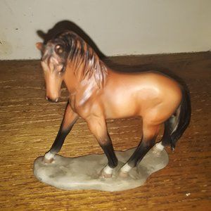 Vintage Brown Horse with black tail Ceramic Figurine